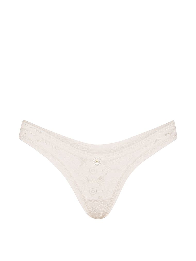 Ultra-Mini Scoop háčkované krajkové tanga. Produkt je bílé barvy a pochází z kolekce Lacie.