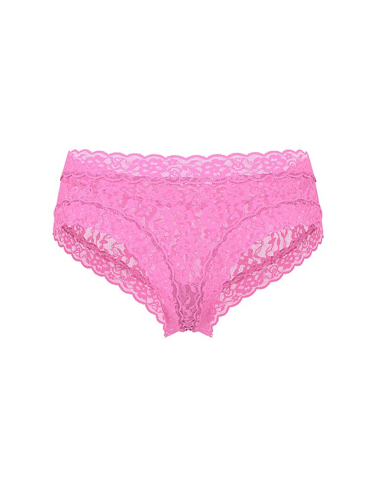 Krajkové krajkové kalhotky Laceky. Produkt je růžové barvy a pochází z kolekce Lacie.