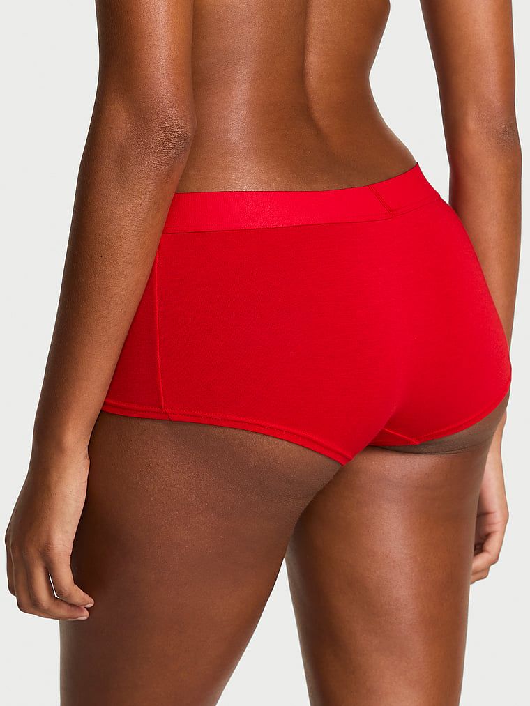 Bavlněné šortky s lesklým logem Shine Patch. Výrobek je červené barvy a pochází z kolekce Cotton.