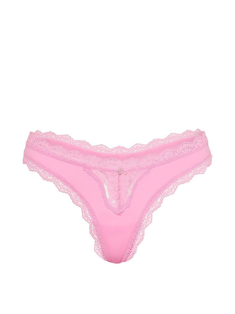 Tanga s krajkovým lemem. Produkt je růžové barvy a pochází z kolekce Dream Angels.