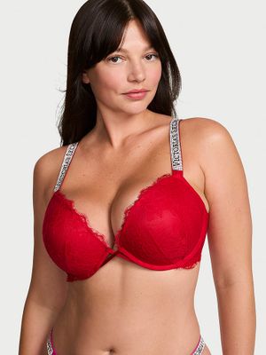 Very Sexy Krajková push-up podprsenka s lesklými ramínky