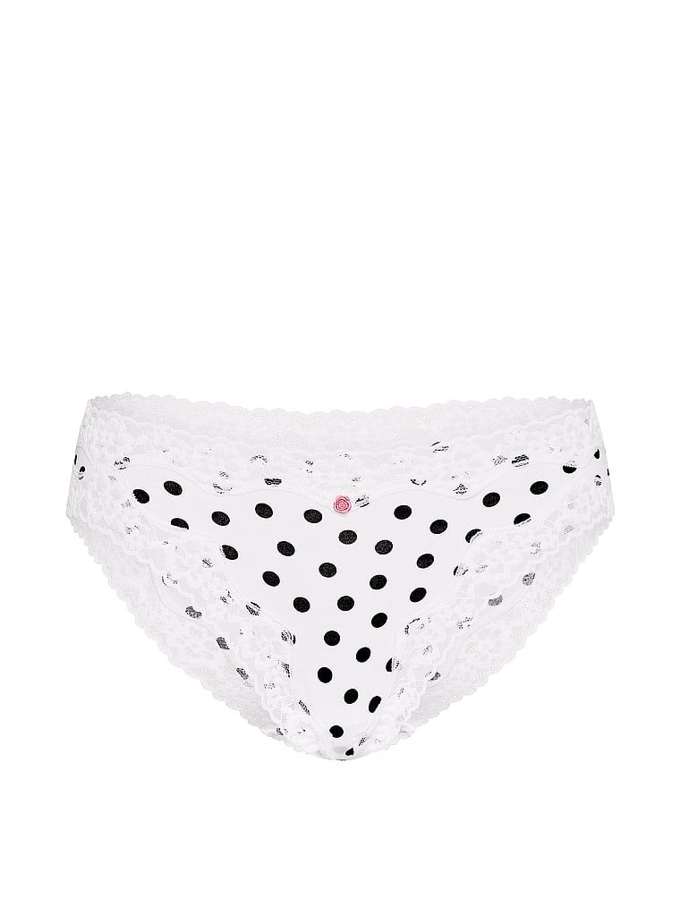 Bavlněné kalhotky s krajkovými bikinami s krajkovým lemováním. Produkt je vzorovaný a pochází z kolekce Lace Trim.