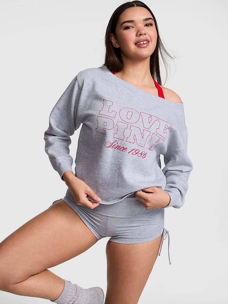 Campus Fleece Rib Off-shoulder Sweatshirt