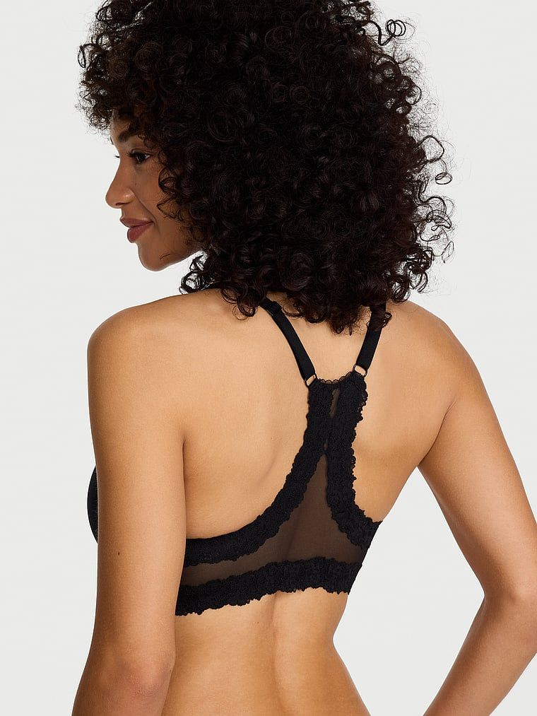 Lehce podšitá krajková demi podprsenka Racerback