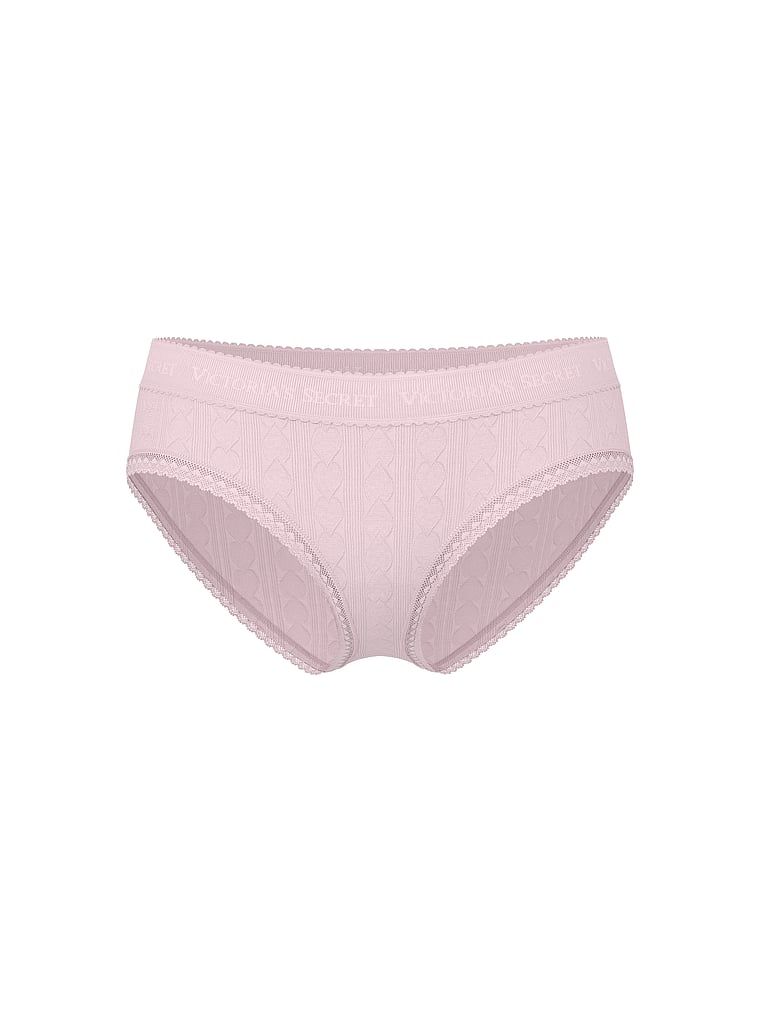 Bavlněné kalhotky se srdíčky a logem Heart Pointelle Hiphugger. Produkt je růžové barvy a pochází z kolekce Cotton.