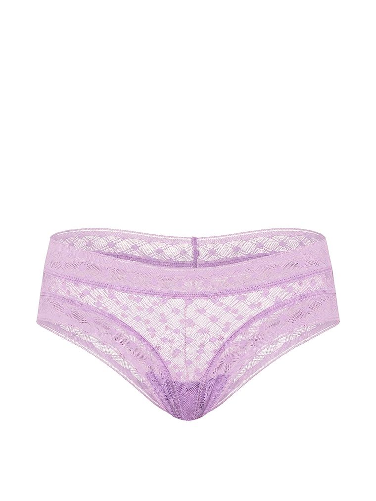 Dot Geo Cheeky krajkové kalhotky. Produkt je fialové barvy a pochází z kolekce Lacie.