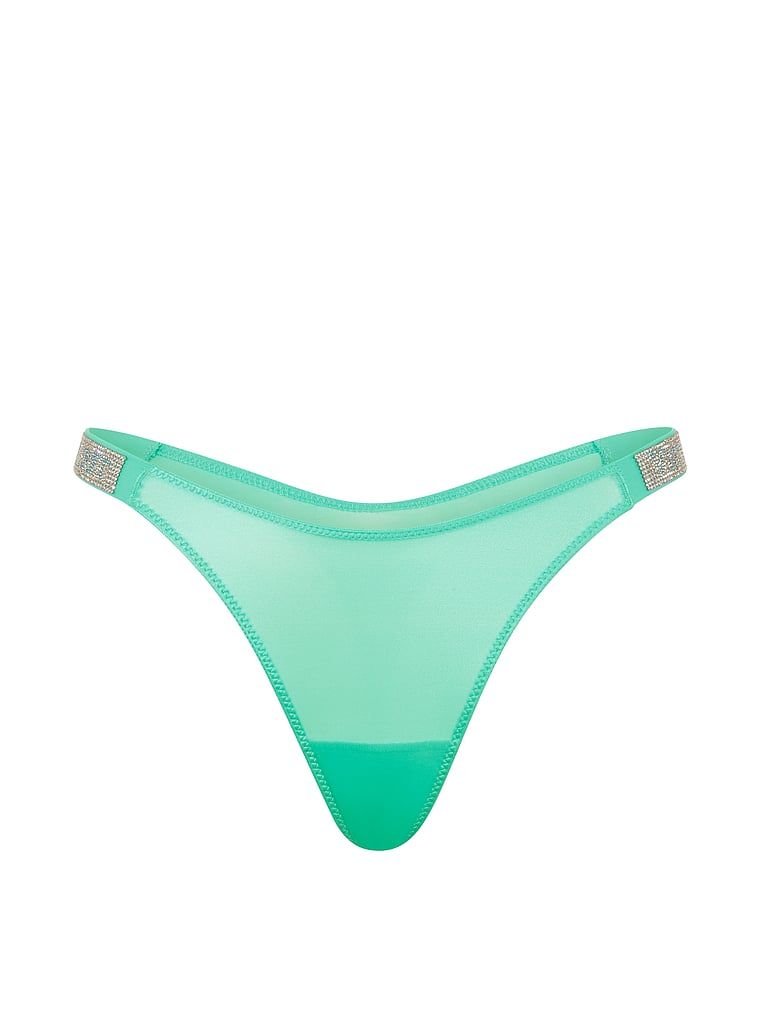 Tanga s lesklými ramínky Shine Strap. Produkt je modré barvy a pochází z kolekce Very Sexy.