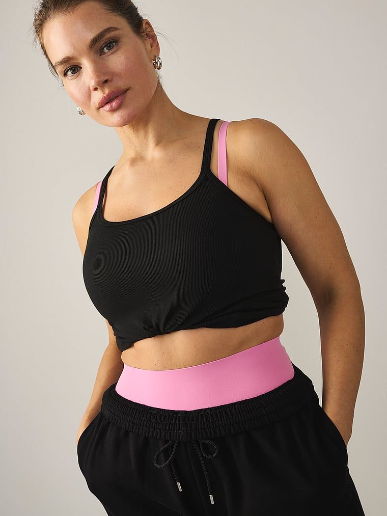 Mix & Match bavlněné noční top. Produkt je černý a pochází z kolekce Victoria's Secret.