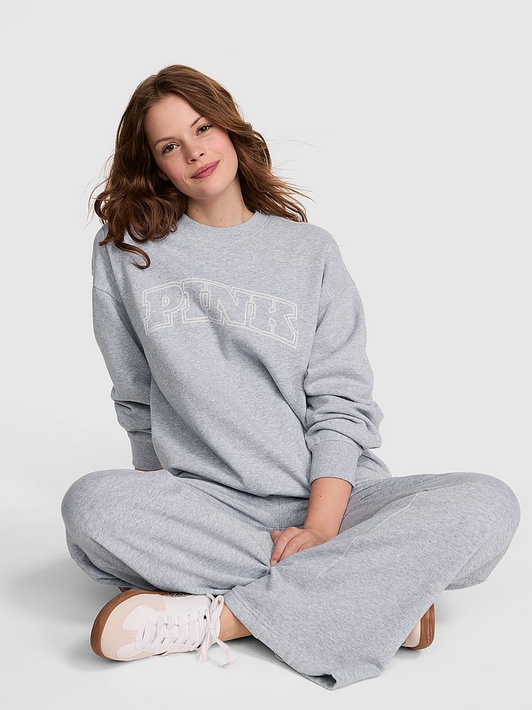 PINK Oversized fleecová mikina Ivy s kulatým výstřihem