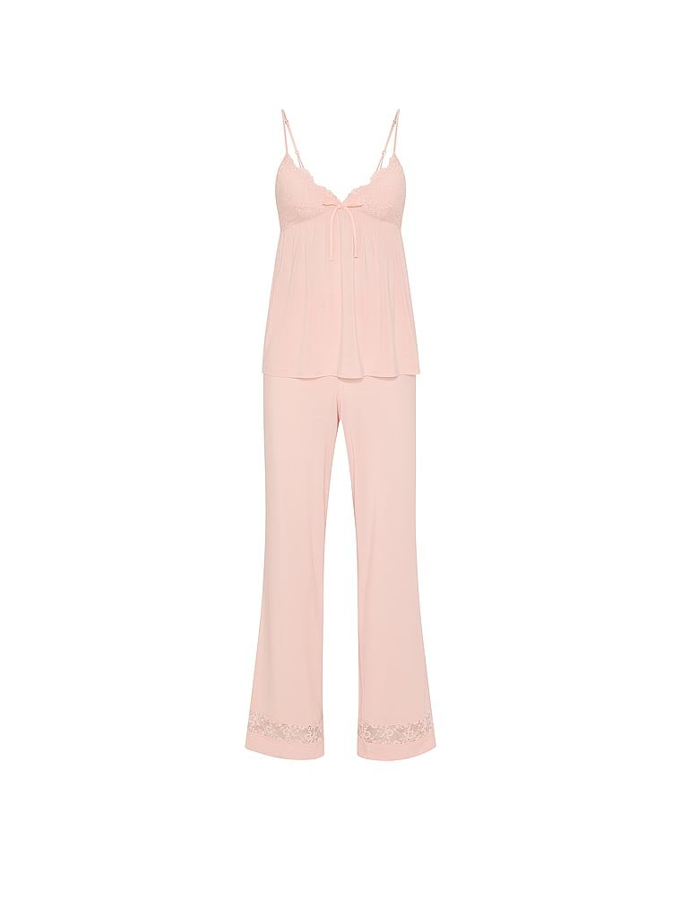 Modální pyžamo – ramínková halenka a dlouhé kalhoty SoSoft. Produkt je růžové barvy a pochází z kolekce Victoria's Secret.