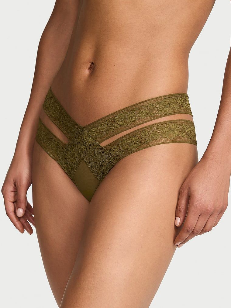 Very Sexy Brazilky z krajky s motivem růže, s pásky a průstřihy