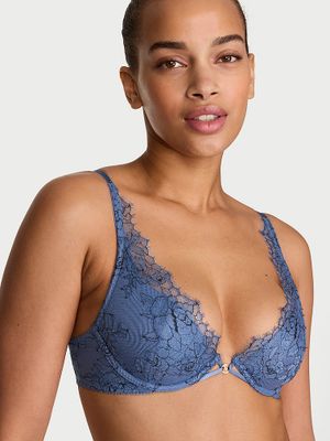 Very Sexy Krajková lehce podšitá podprsenka s hlubokým výstřihem s růžovou denimovou krajkou
