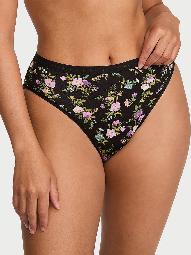 Victoria's Secret Strečové bavlněné kalhotky s vysokými nohavičkami