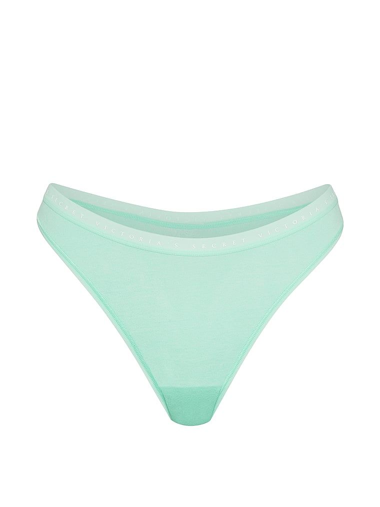Bavlněné tanga s vysokými nohavičkami. Produkt je zelené barvy a pochází z kolekce Victoria's Secret.