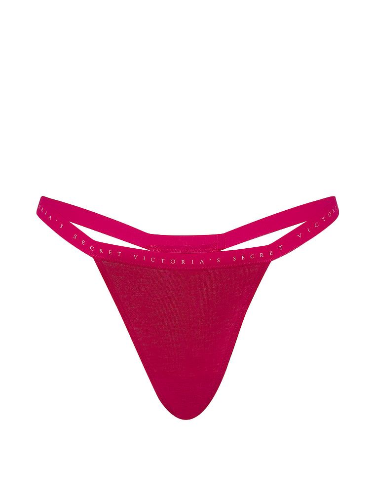 Pružné bavlněné tanga. Produkt je růžové barvy a pochází z kolekce Victoria's Secret.