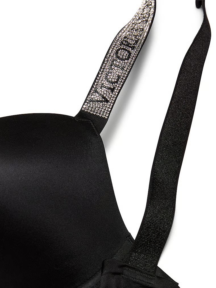 Push-up zvětšovací podprsenka 2 velikosti Bombshell Shine Strap. Produkt je černý a pochází z kolekce Very Sexy.