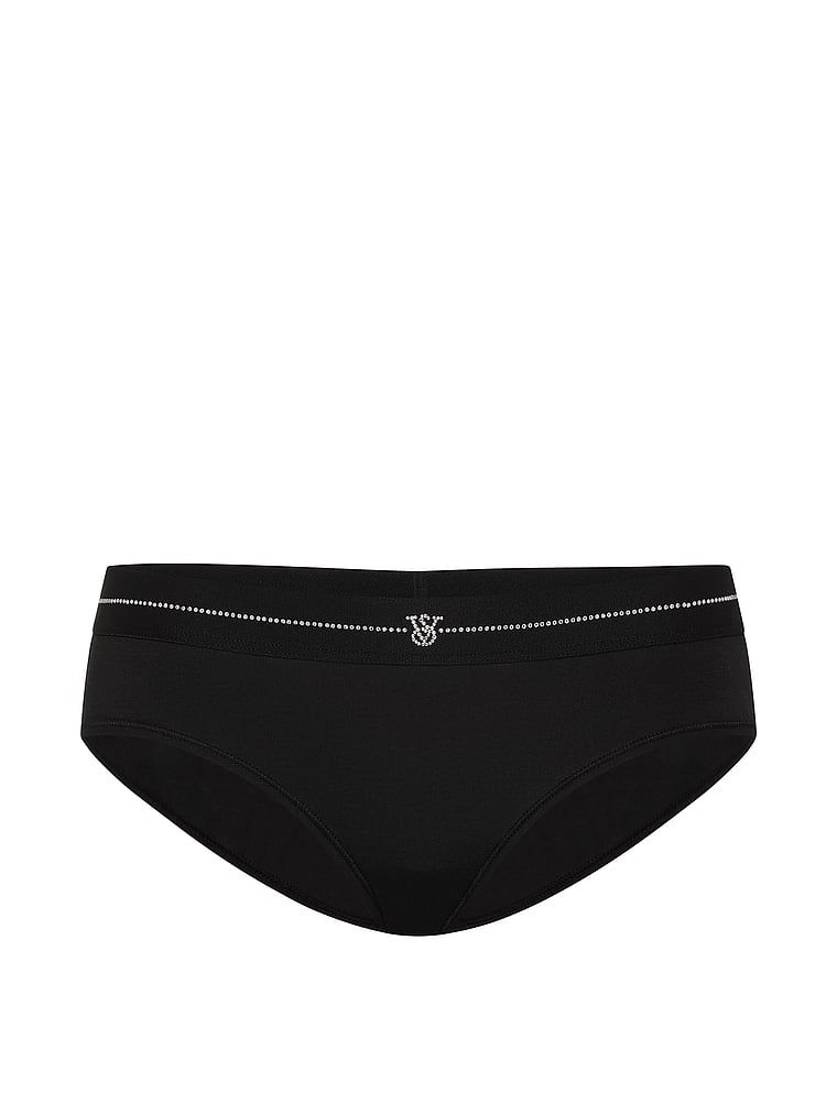 Shin Logo Hiphugger bavlněné kalhotky. Produkt je černý a pochází z kolekce Cotton.