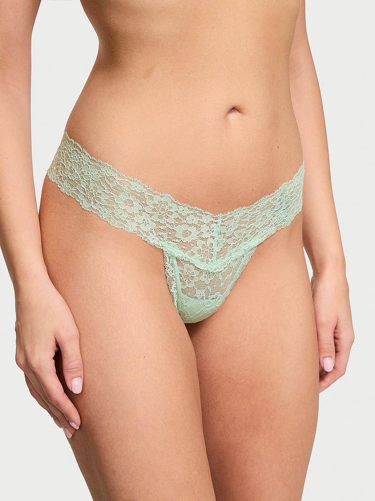 Krajková krajková tanga. Produkt je zelený a pochází z kolekce Lacie.