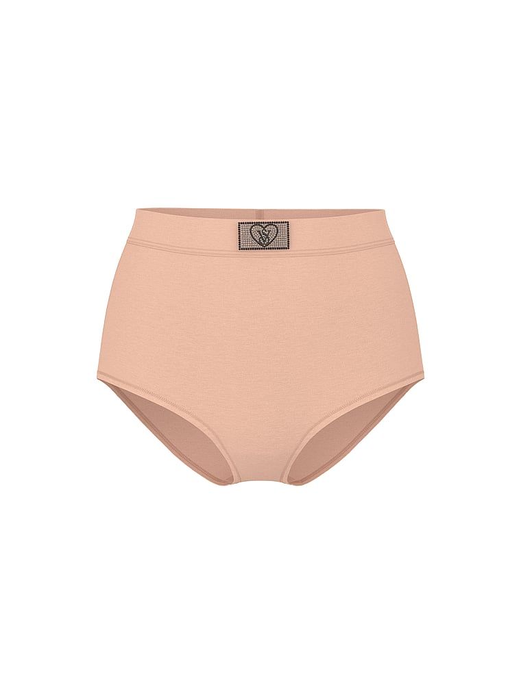 Bavlněné slipy s vysokým pasem a lesklým logem Heart Shine Patch. Produkt je růžové barvy a pochází z kolekce Cotton.