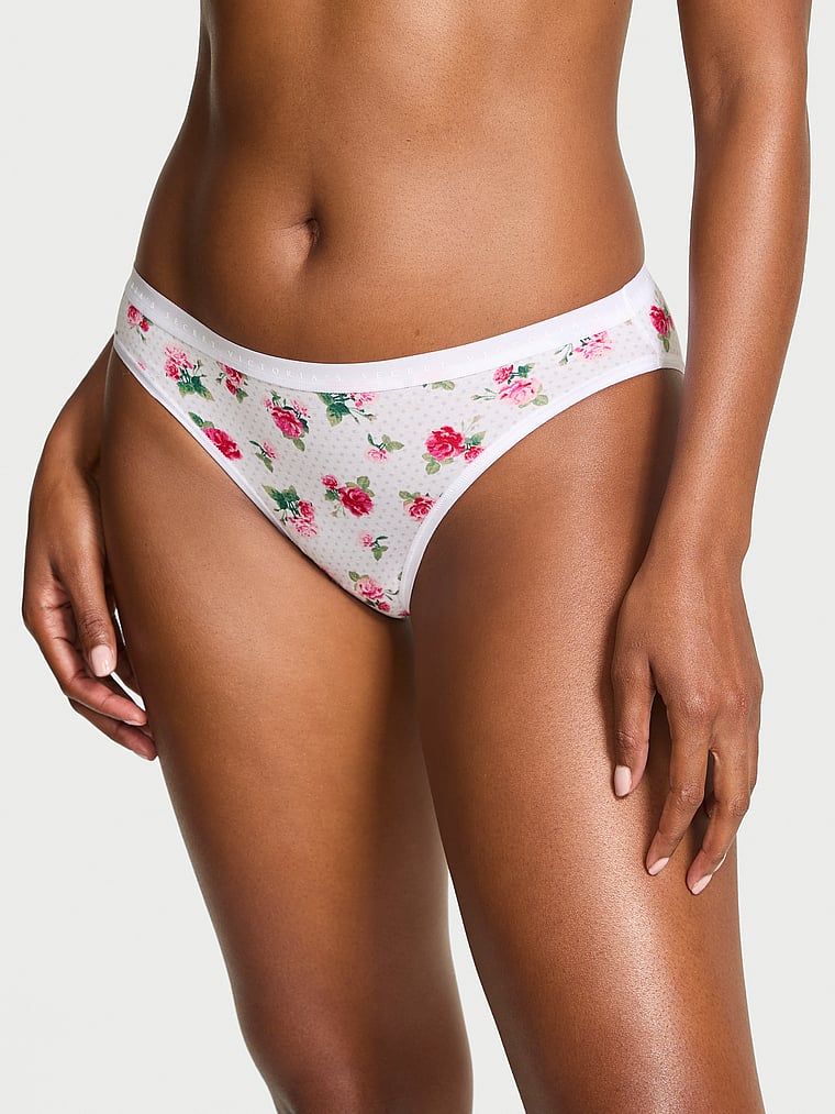 Bavlněné bikiny kalhotky. Produkt má květinový vzor a pochází z kolekce Victoria's Secret.