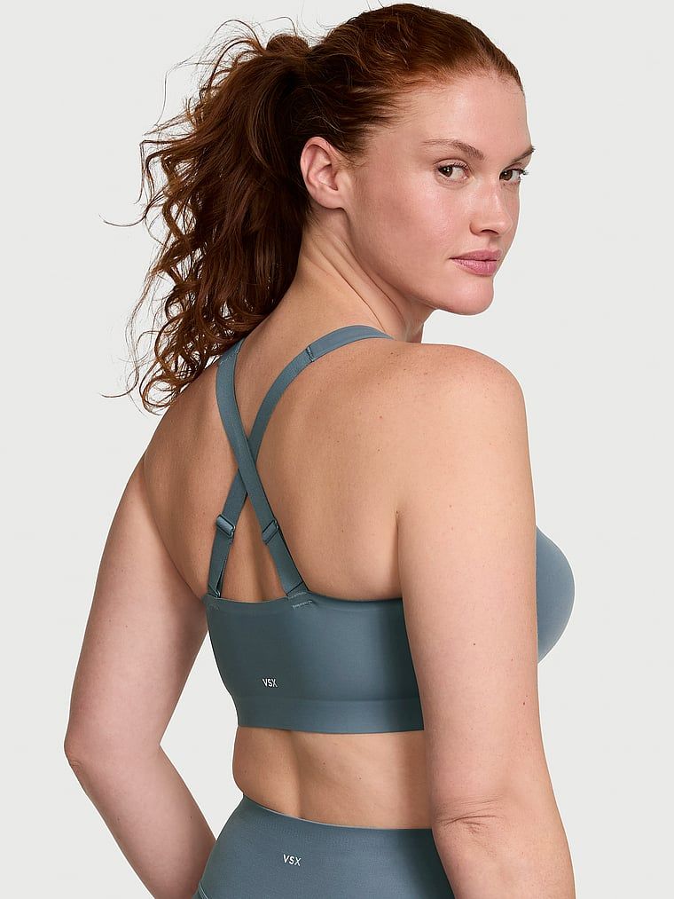 Sportovní podprsenka s maximální podporou se zipem Knockout Front-Close. Produkt je šedý a pochází z kolekce VSX.