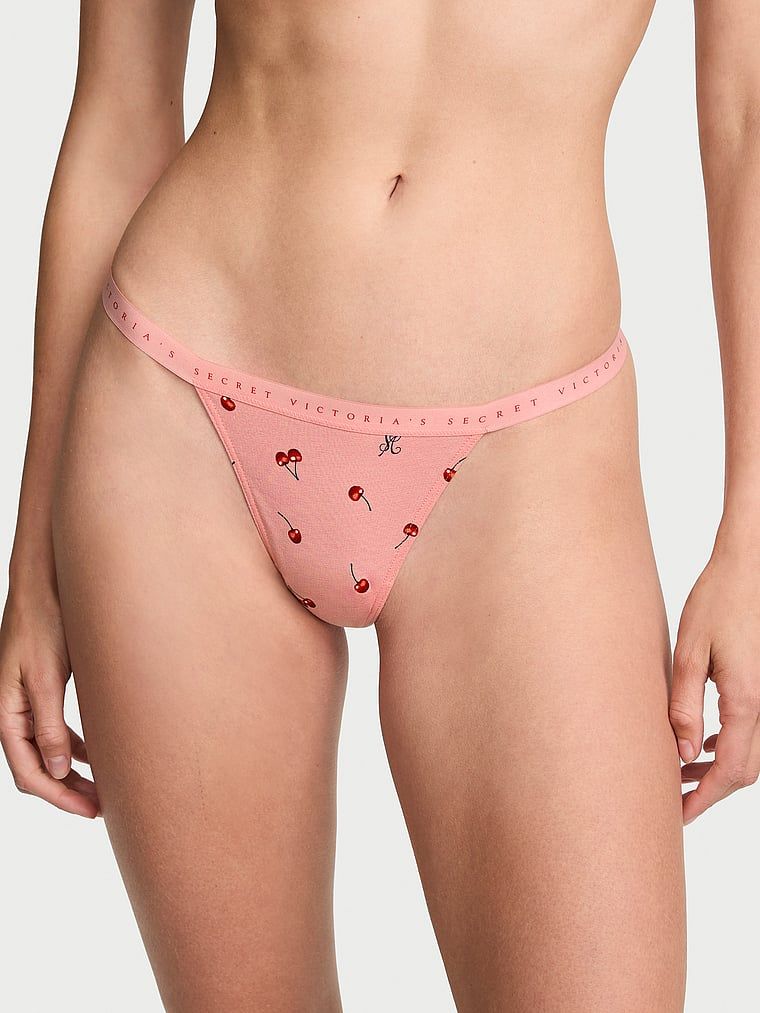 Pružné bavlněné tanga. Produkt má vzorovanou barvu a pochází z kolekce Victoria's Secret.