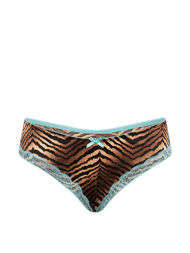 Satěnové kalhotky s krajkou Tease Cheeky. Produkt má barevný potisk a pochází z kolekce Victoria's Secret.