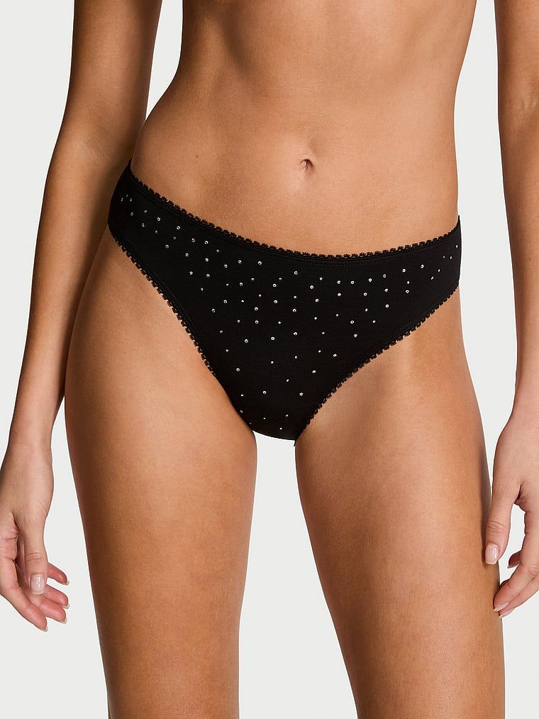 Victoria's Secret Třpytivé strečové bavlněné bikiny kalhotky