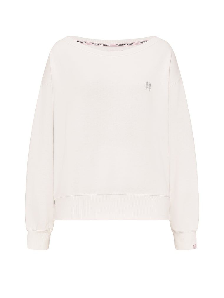 Bavlněná mikina s výstřihem Terry Boatneck. Produkt je bílé barvy a pochází z kolekce Angel Essentials.