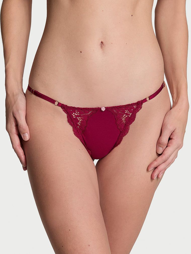 Dream Angels Kalhotky typu V-string s krajkovým lemem a nastavitelnými šňůrkami