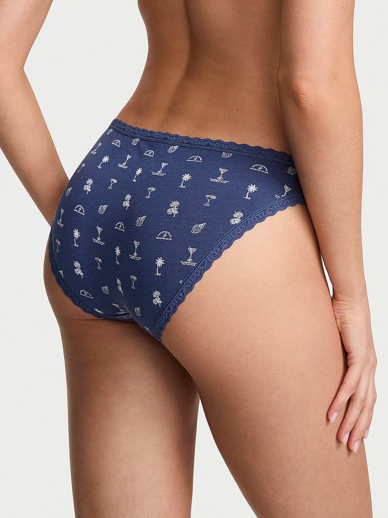 Bavlněné kalhotky s krajkovými bikinami s krajkovým lemováním. Produkt je vzorovaný a pochází z kolekce Lace Trim.