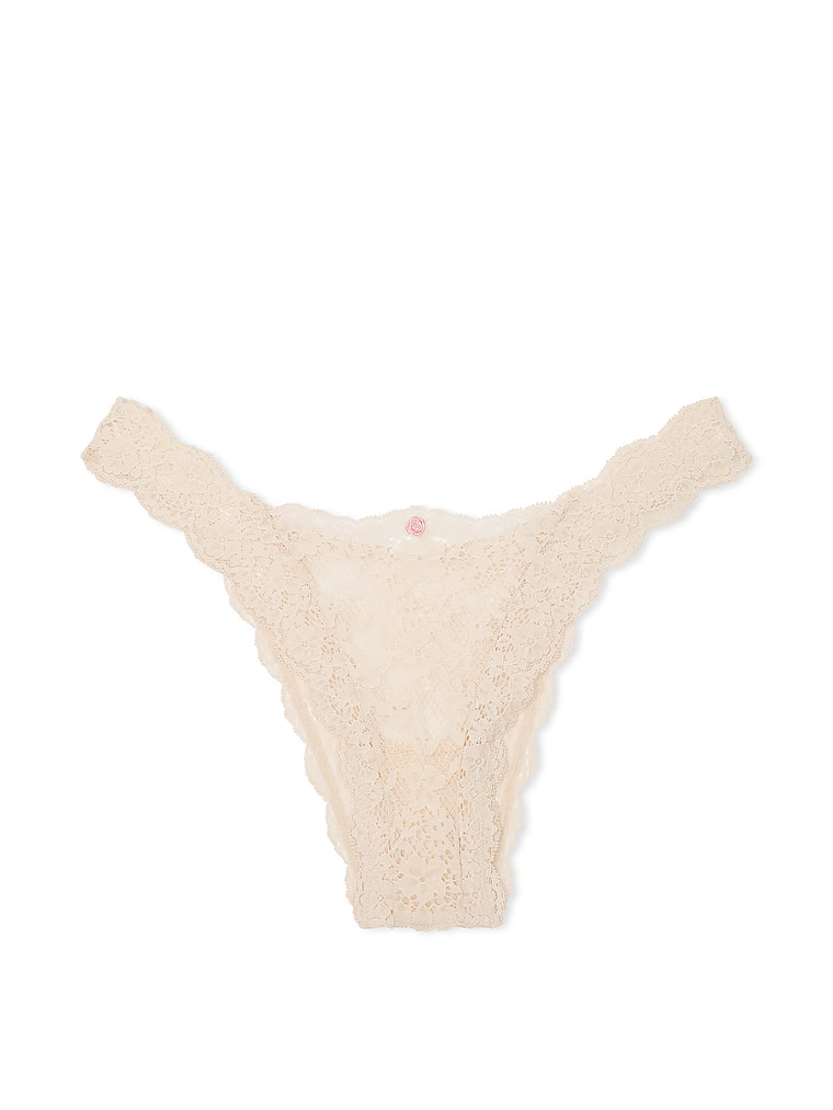 Brazilské krajkové kalhotky. Produkt je béžový a pochází z kolekce Dream Angels.