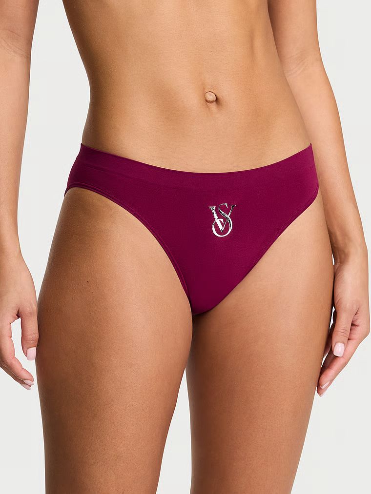 Kalhotky s lesklým logem Seamless Sparkle Bikini. Produkt má růžovou barvu a pochází z kolekce Bezešvé.