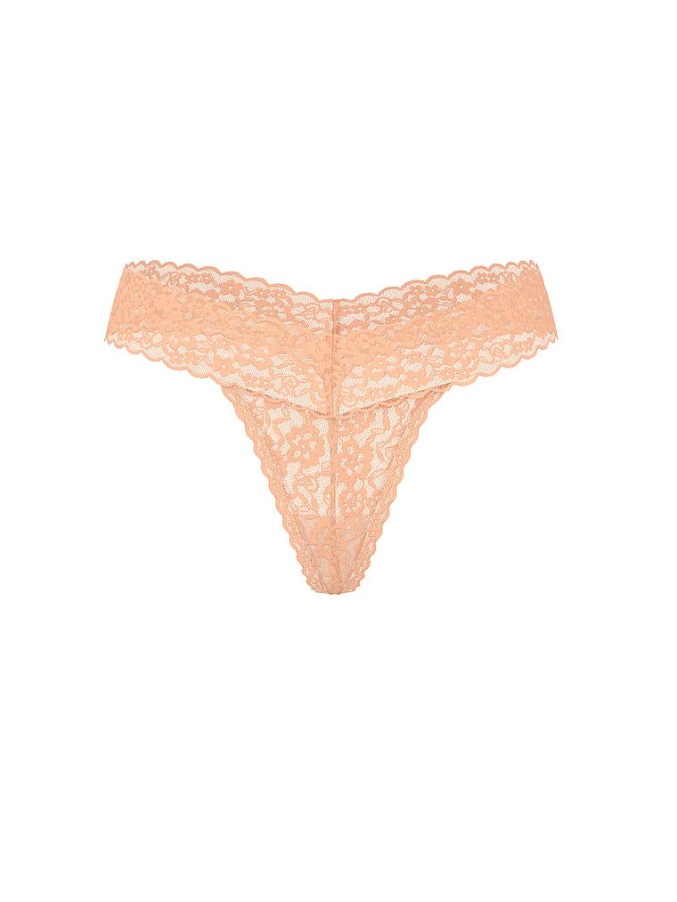 Krajkové krajkové tanga. Produkt je oranžové barvy a pochází z kolekce Lacie.