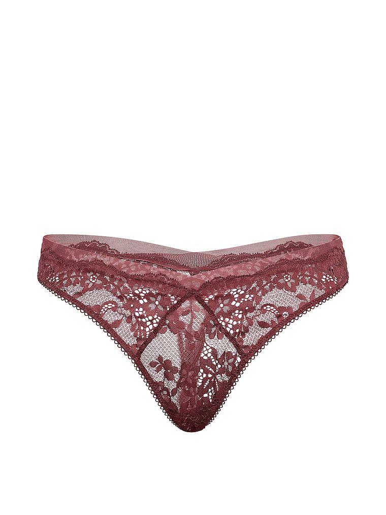 Krajková a síťová krajková tanga. Produkt je růžové barvy a pochází z kolekce Dream Angels.
