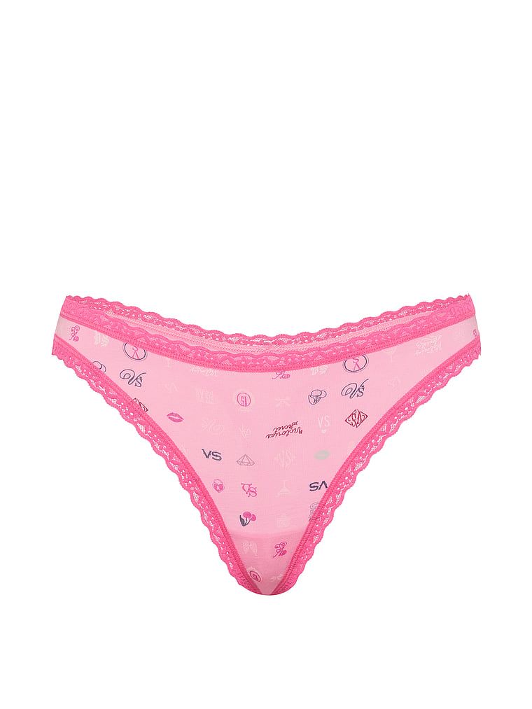 Bavlněné tanga s krajkou na okrajích Lace-Waist. Produkt má vzorovanou barvu a pochází z kolekce Lace Trim.