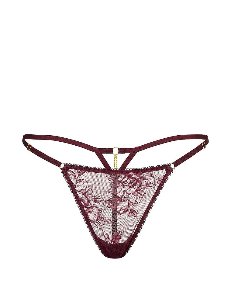 Krajkové tanga s nastavitelnými popruhy Hardware. Produkt je růžové barvy a pochází z kolekce Very Sexy.