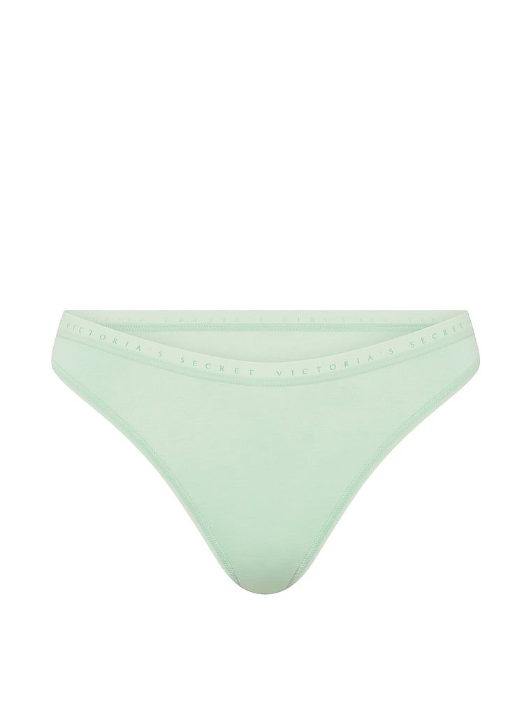 Bavlněné tanga s vysokými nohavičkami. Produkt je modré barvy a pochází z kolekce Victoria's Secret.