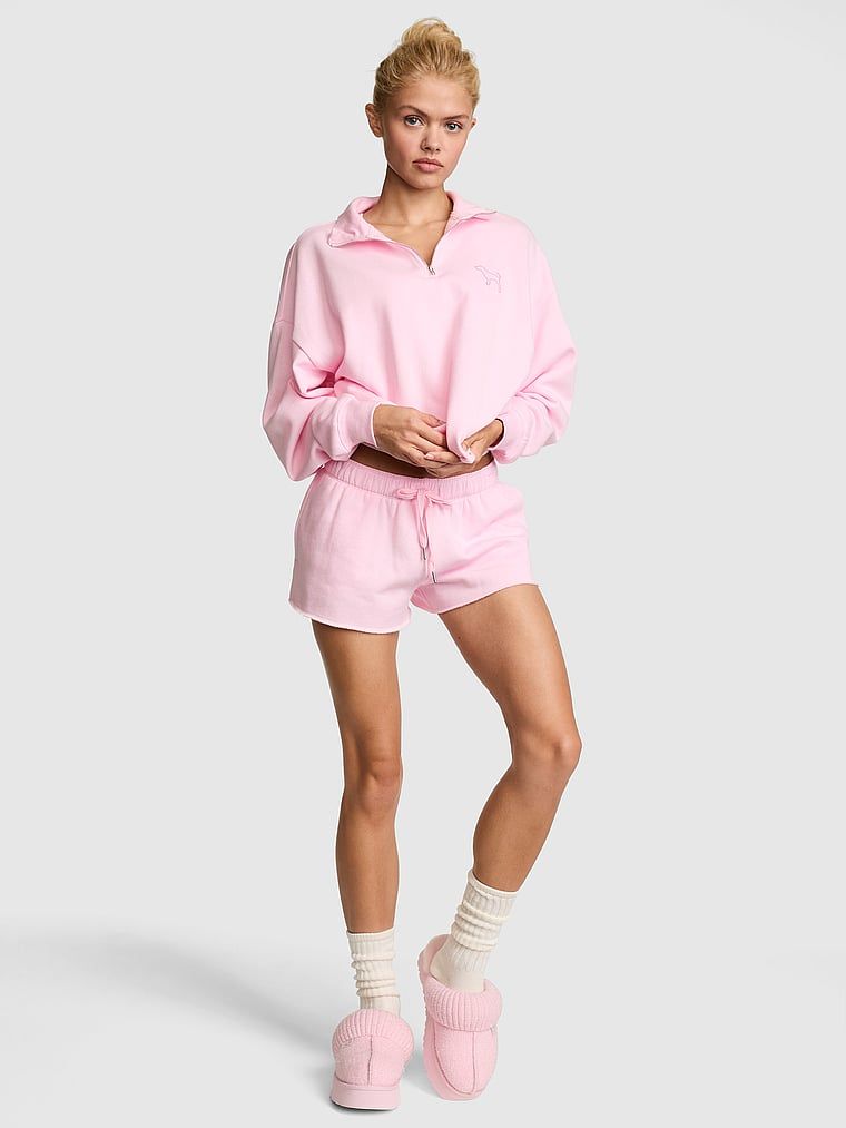 PINK Mikina Campus Fleece rovného střihu se čtvrtzipem