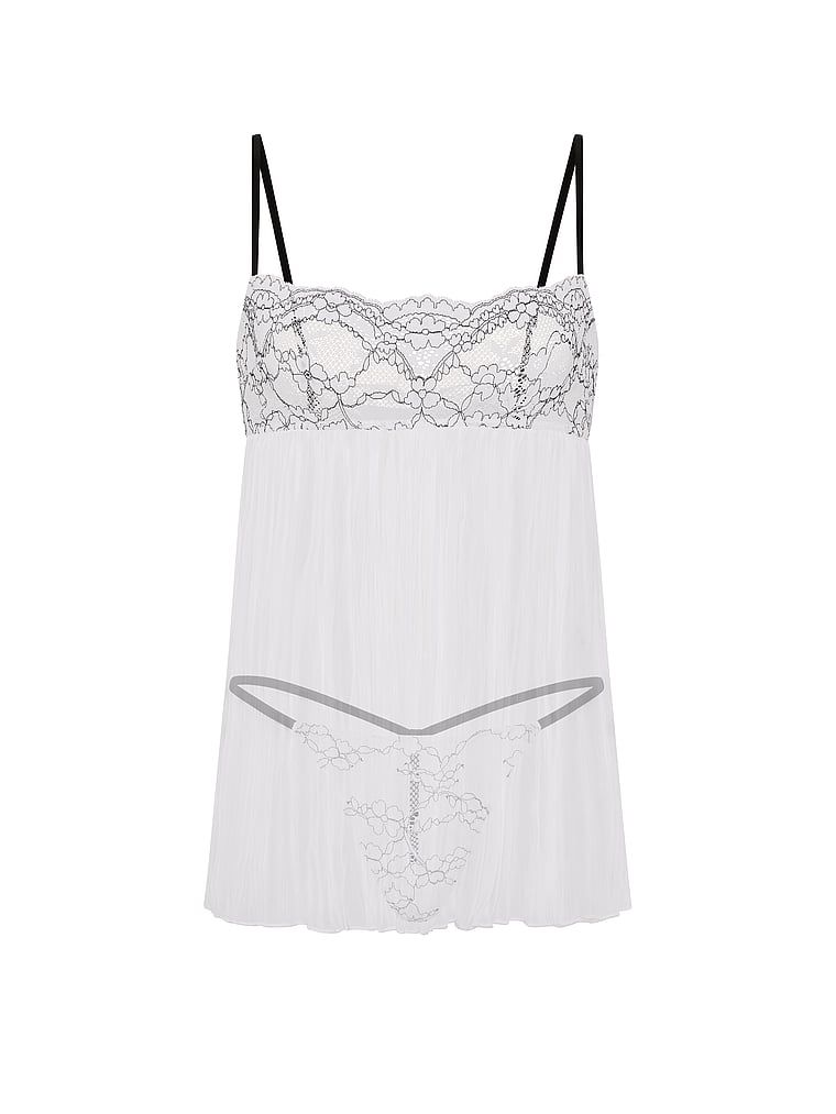 Dream Lace Pliated Babydoll spodnička a tanga. Produkt má vícebarevnou barvu a pochází z kolekce Dream Angels.