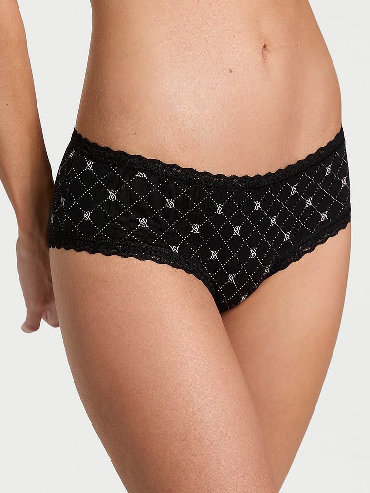 Bavlněné kalhotky s krajkou na okrajích Lace-Waist Cheeky. Produkt je vzorovaný a pochází z kolekce Lacie.
