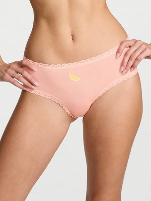 Lace Trim Bavlněné koketní kalhotky s krajkou v pase
