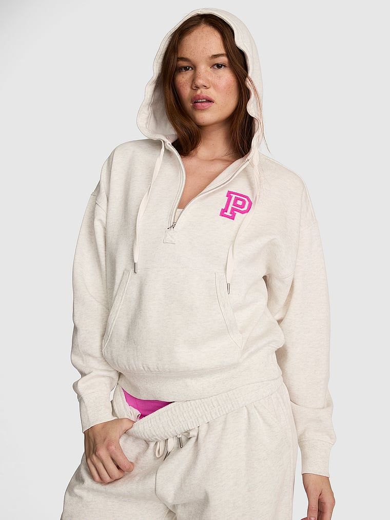 Mikina s kapucí a krátkým zipem Campus Fleece