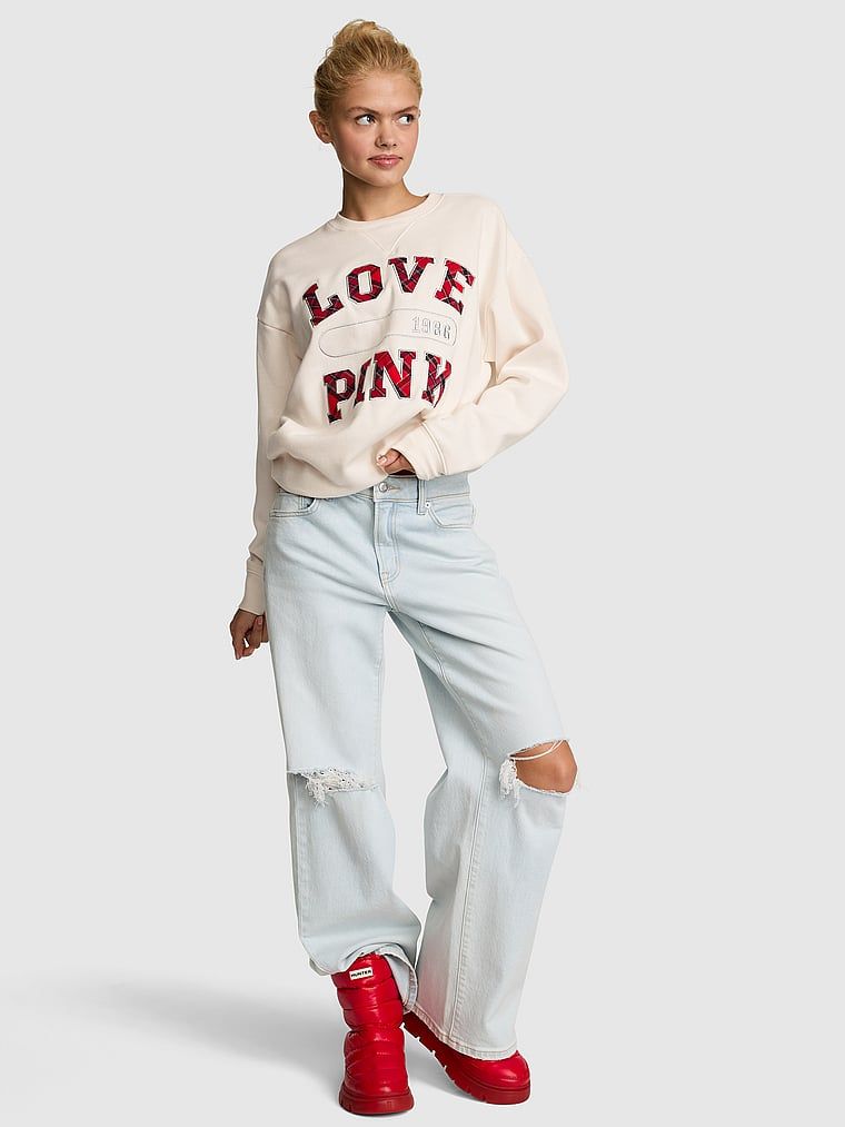 PINK Mikina Campus Fleece s kulatým výstřihem