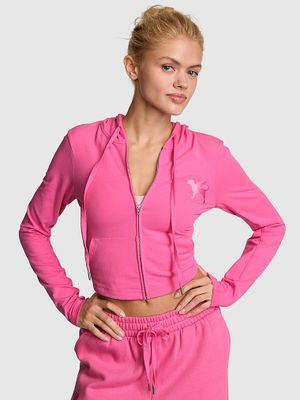 PINK Mikina All-Day Cotton s kapucí a celorozepínacím zipem