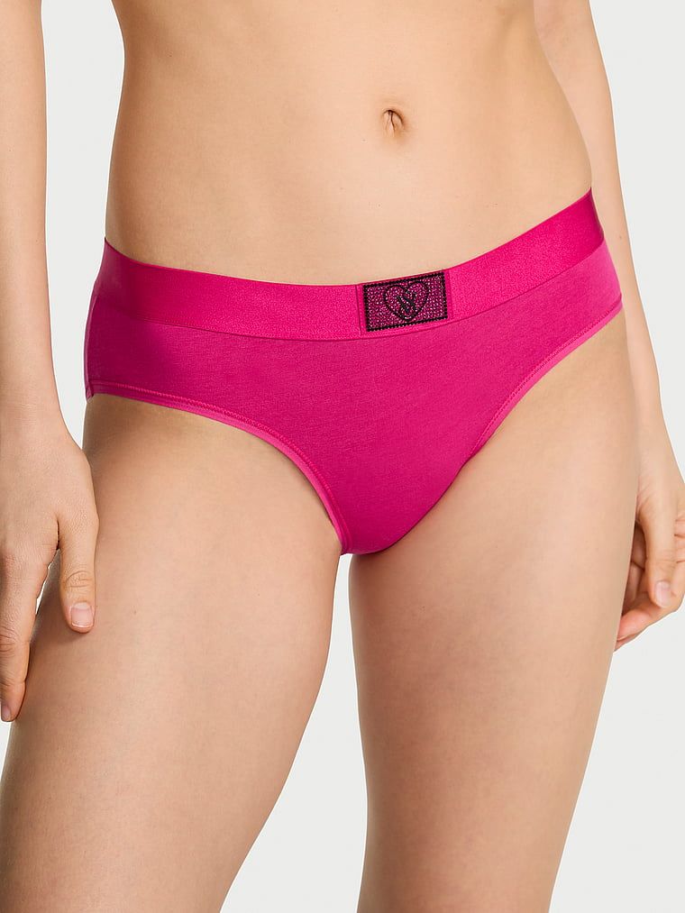 Bavlněné kalhotky s lesklým logem Hiphugger s nášivkou Heart Shine. Produkt je růžové barvy a pochází z kolekce Cotton.