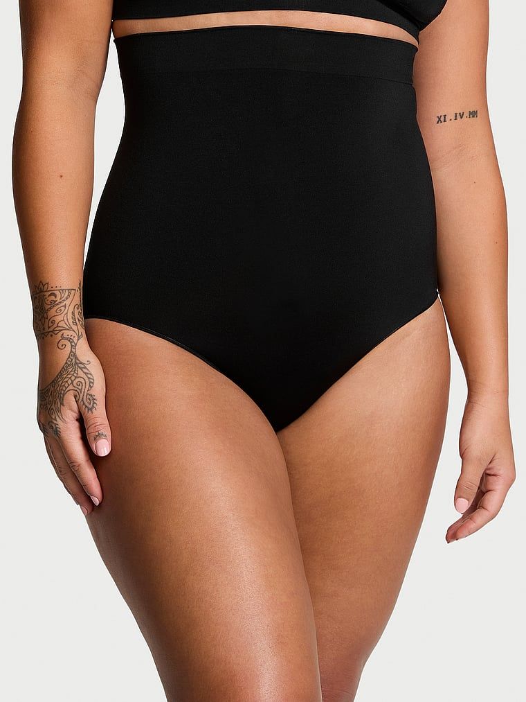 Tvarující kalhotky s vysokým pasem Shapewear od Victoria. Produkt je černý a pochází z kolekce Victoria's Secret.