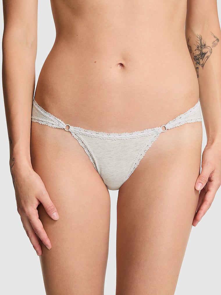 Kalhotky Cotton Lace-Trim Low-Rise Cheeky