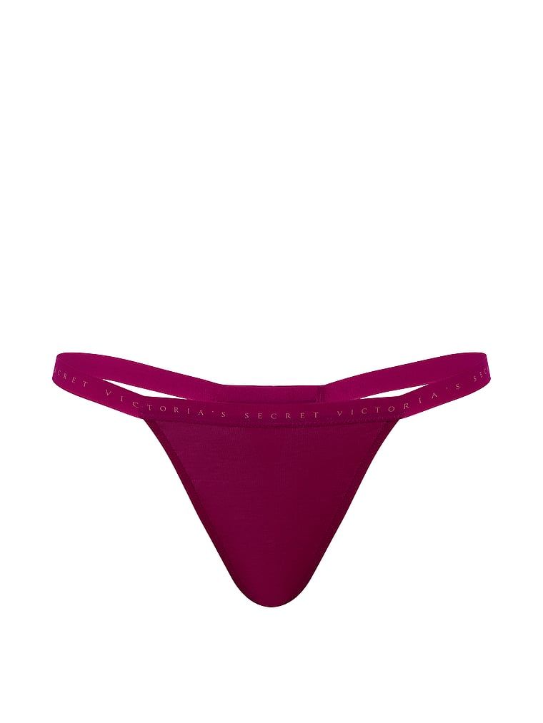 Pružné bavlněné tanga. Produkt je růžové barvy a pochází z kolekce Victoria's Secret.