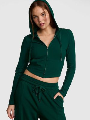 PINK Bavlněná mikina s kapucí a zipem po celé délce All-Day Cotton™